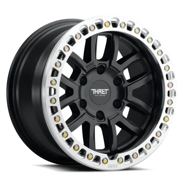 Llantas THRET 602 Maze Beadlock Matte Black Machined Ring 6 hoyos - 1