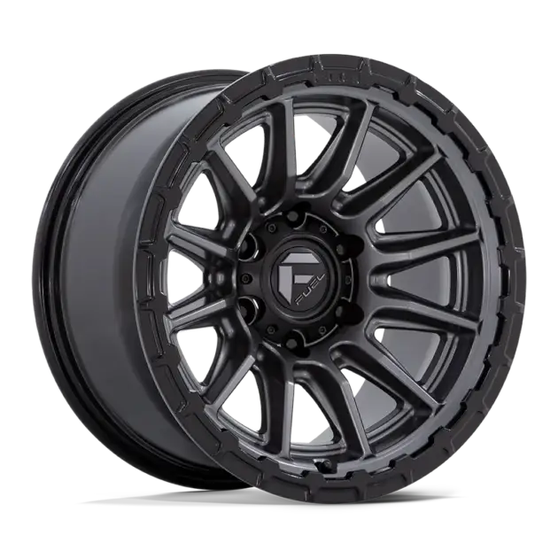 Llantas Fuel Piston aro 20x9 apernadura 6x139.7 (6x5.5) ET 1 Matte Gunmetal with Gloss Black Lip