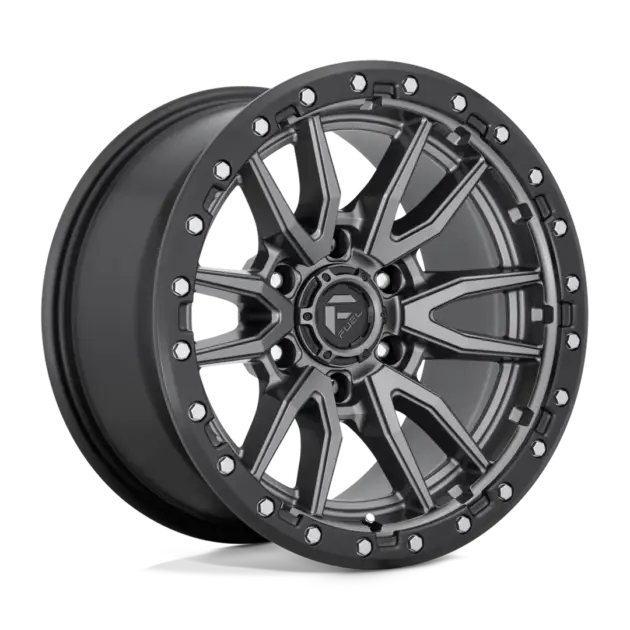 Llantas Fuel Rebel aro 20x9 apernadura 6x139.7 (6x5.5) ET 1 Matte Gunmetal Black Bead Ring
