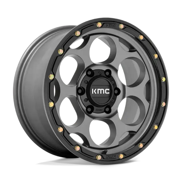 Llantas KMC Dirty Harry aro 17"x8.5" apernadura 6x139.7 (6x5.5) ET 0 Satin Gray with Black Lip