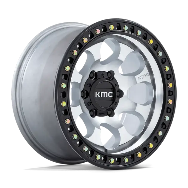 Llantas KMC Riot aro 17"x8.5" apernadura 6x139.7 (6x5.5) ET 10 Machined with Satin Black Lip