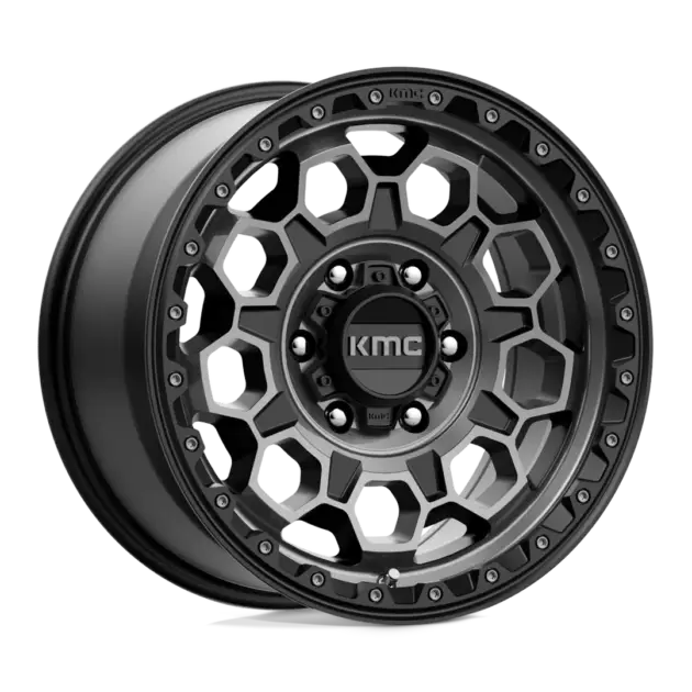 Llantas KMC Trek aro 17"x9" apernadura 6x139.7 (6x5.5) ET 0 Satin Black with Gray Tint